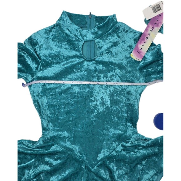 Gilda Marx VTG High Neck Keyhole Skirt Velvet Skate Leotard Dress Y/J Adult XS - Picture 8 of 16